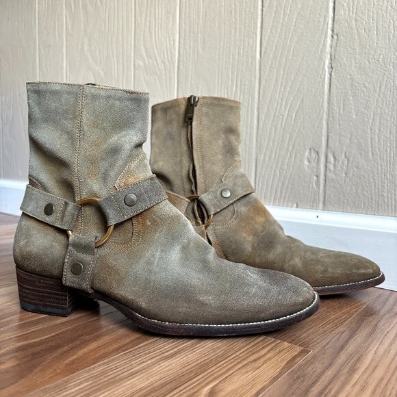 Saint Laurent Wyatt Suede Leather Men's Boots Authentic *Distressed Faded* - Picture 1 of 16